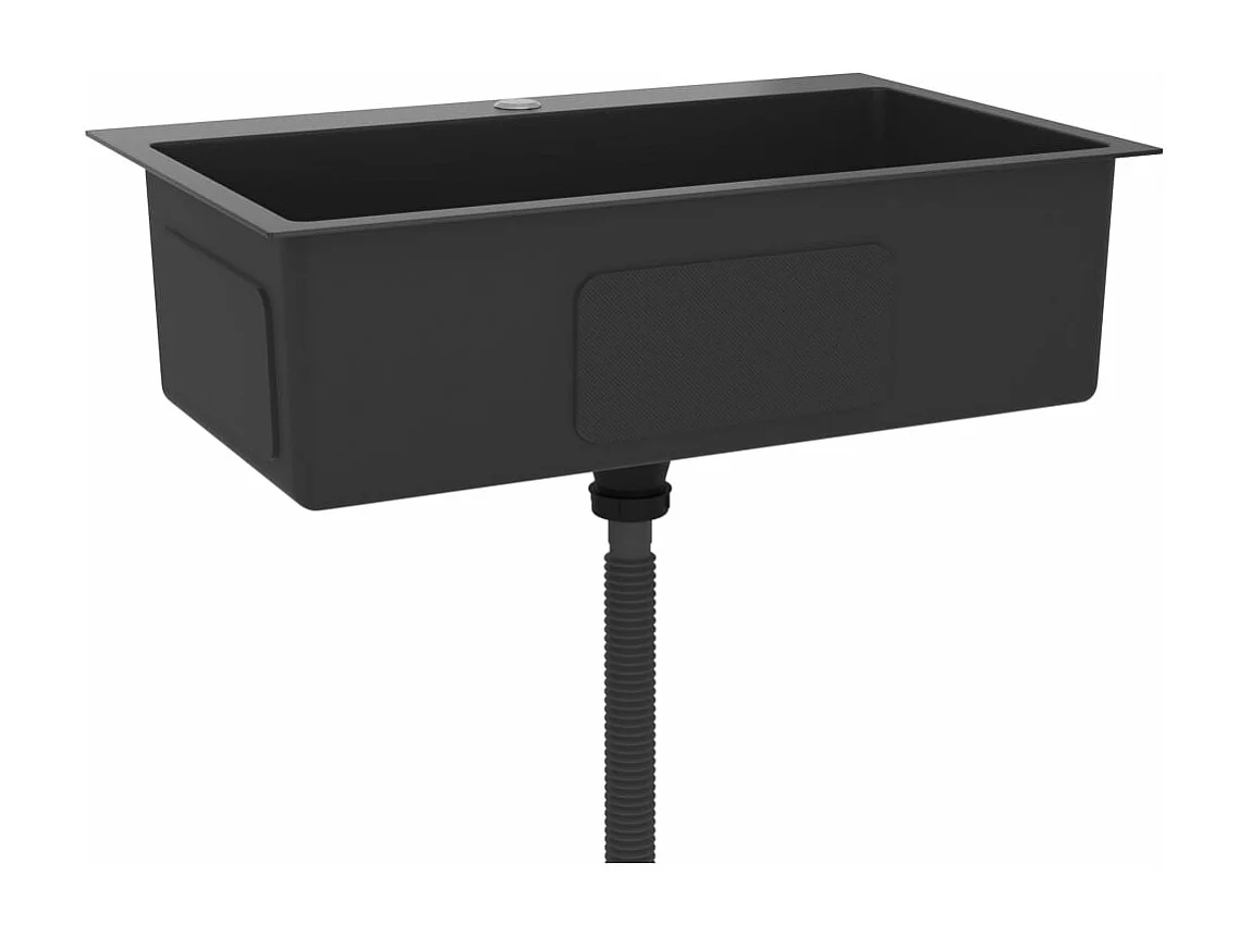 Fregadero de cocina hecho a mano 70 x 44 cm acero inoxidable negro 02_0002466