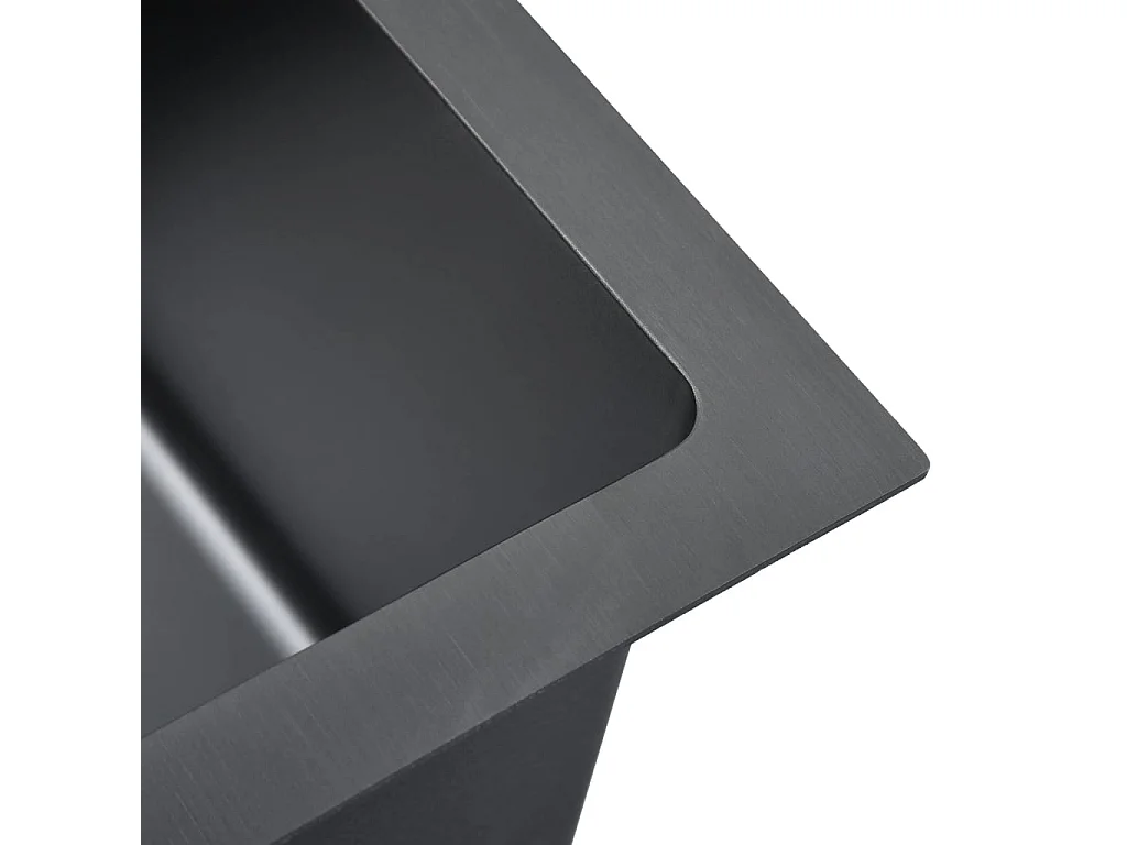 Fregadero de cocina hecho a mano 70 x 44 cm acero inoxidable negro 02_0002466