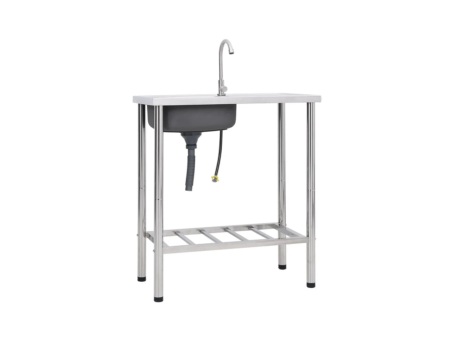 Lavello da campeggio lavabo singolo con rubinetto 75 x 40 x 15 cm acciaio inox 02_0002438