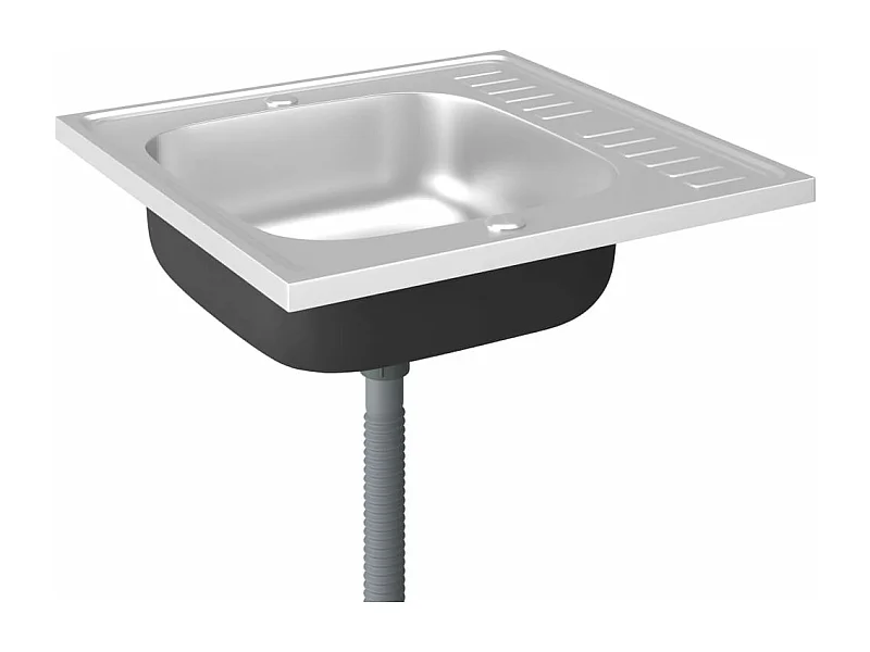 Conjunto de pia e escorredor de cozinha prata 60 x 60 cm aço inoxidável 02_0002426