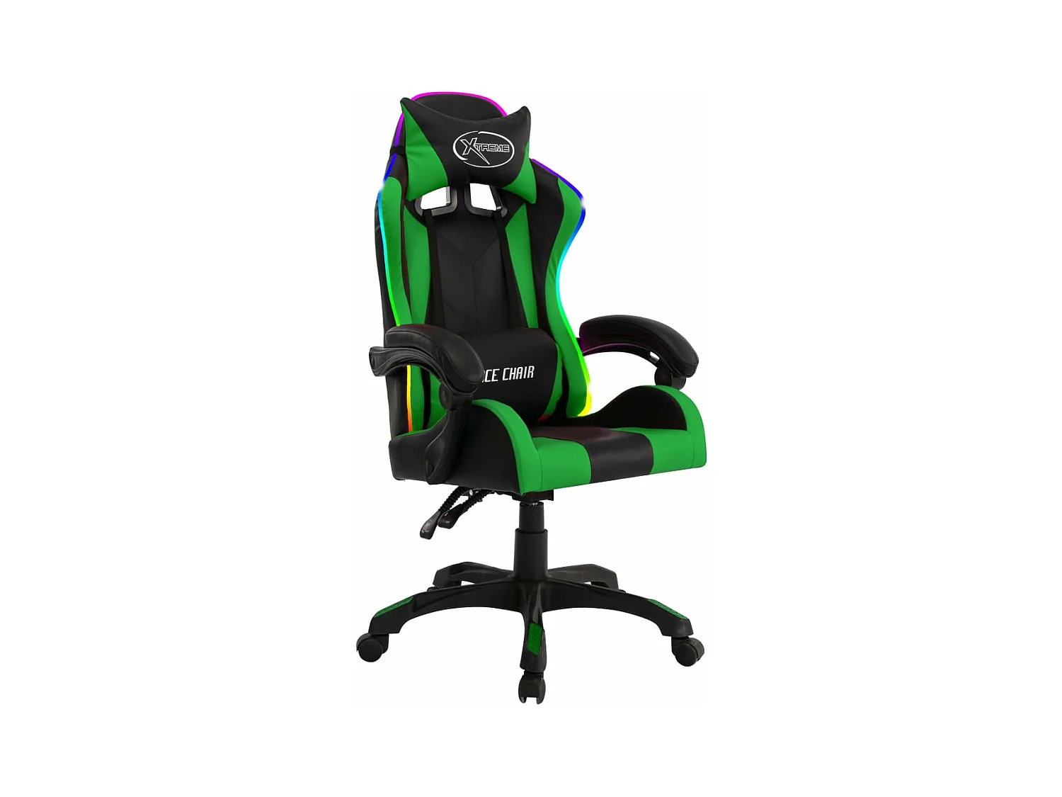 Poltrona giratória para computador, escritório, estudo, videogames com LED RGB e imitação de couro multicolorido 02_0024215