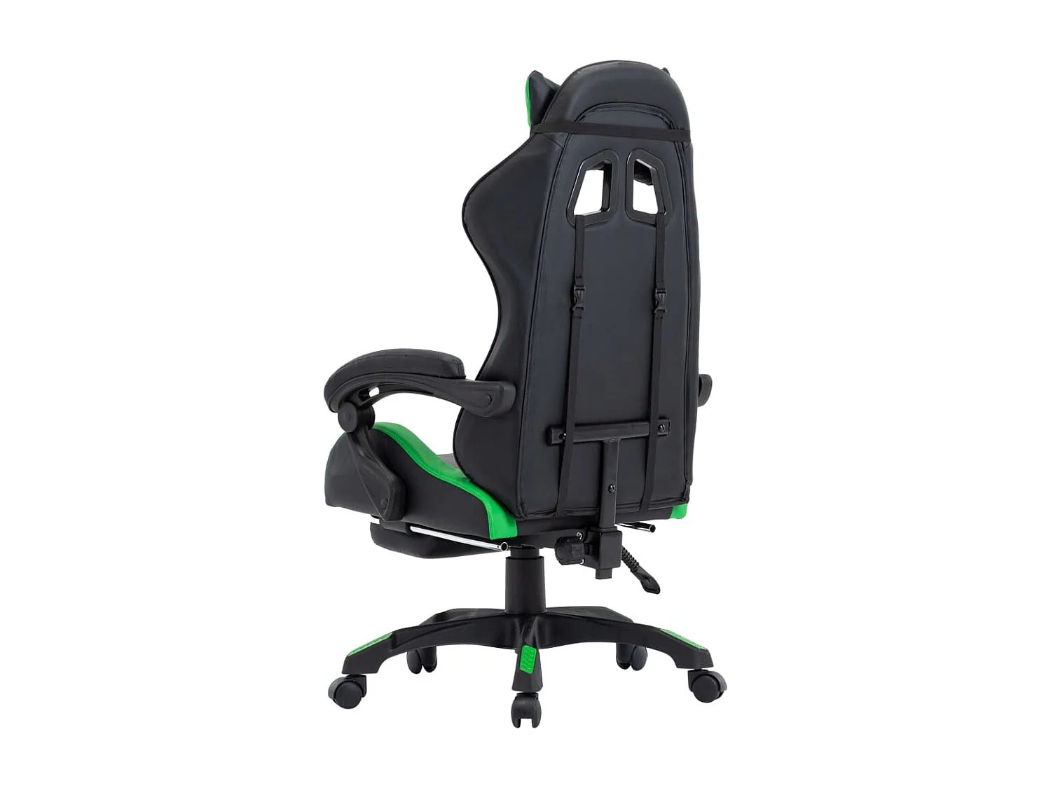 Poltroncina sedia girevole per ufficio computer studio videogiochi con poggiapiedi e similpelle verde 02_0024221