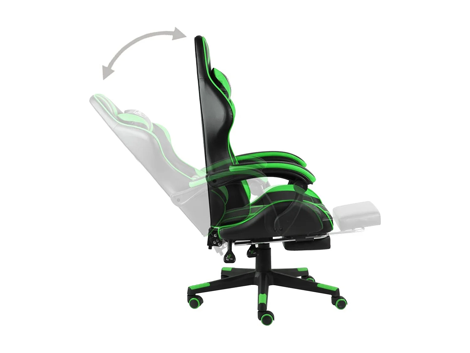 Poltrona sedia girevole per ufficio computer studio videogiochi con poggiapiedi e similpelle verde 02_0024220