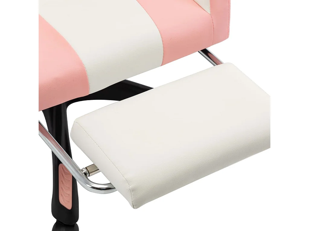 Sedia poltrona sedile girevole per computer ufficio studio videogiochi e poggiapiedi Ecopelle rosa e rosa 02_0024224