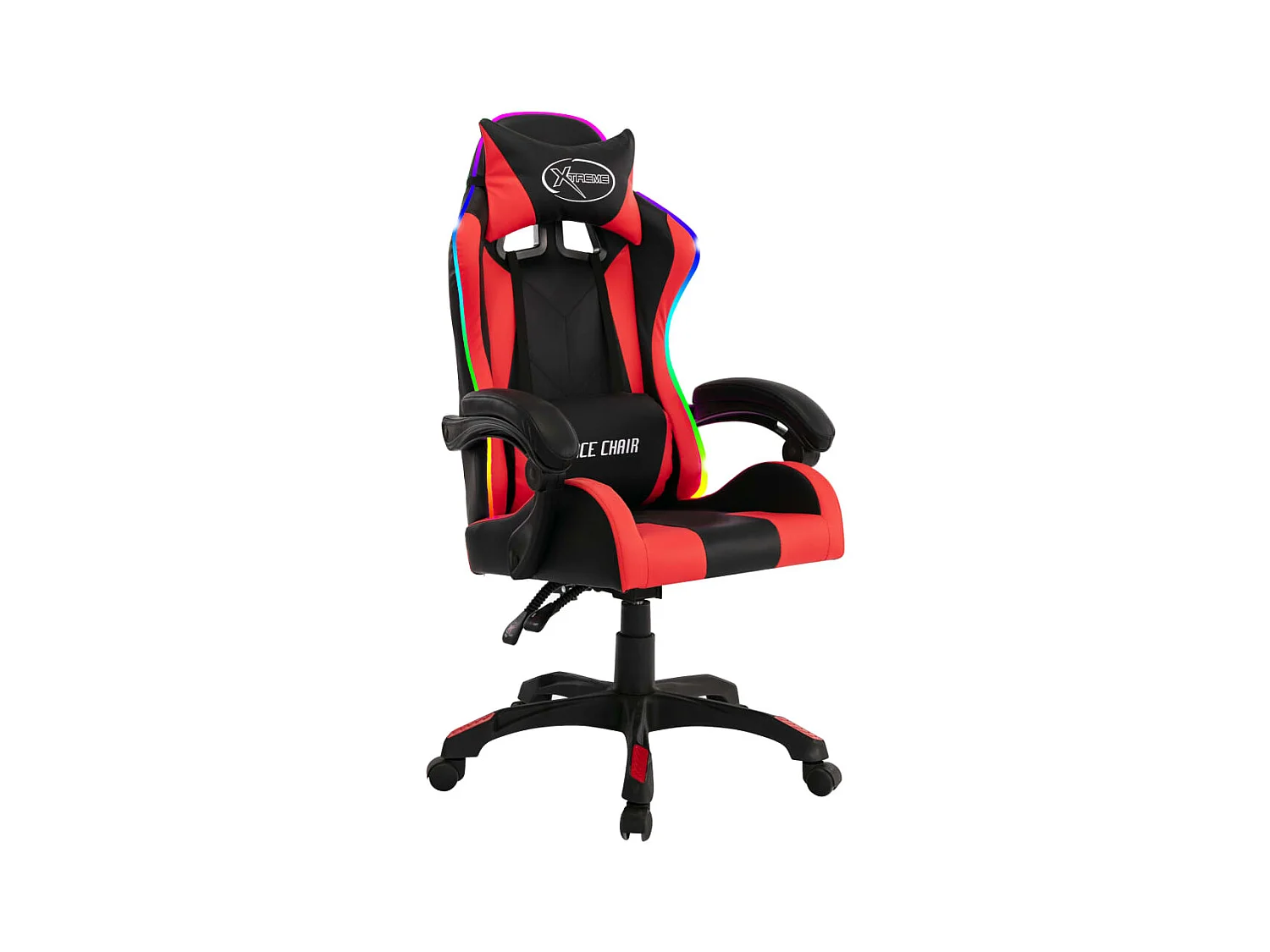 Poltrona giratória para computador, escritório, estudo, videogames com LED RGB e imitação de couro multicolorido 02_0024214