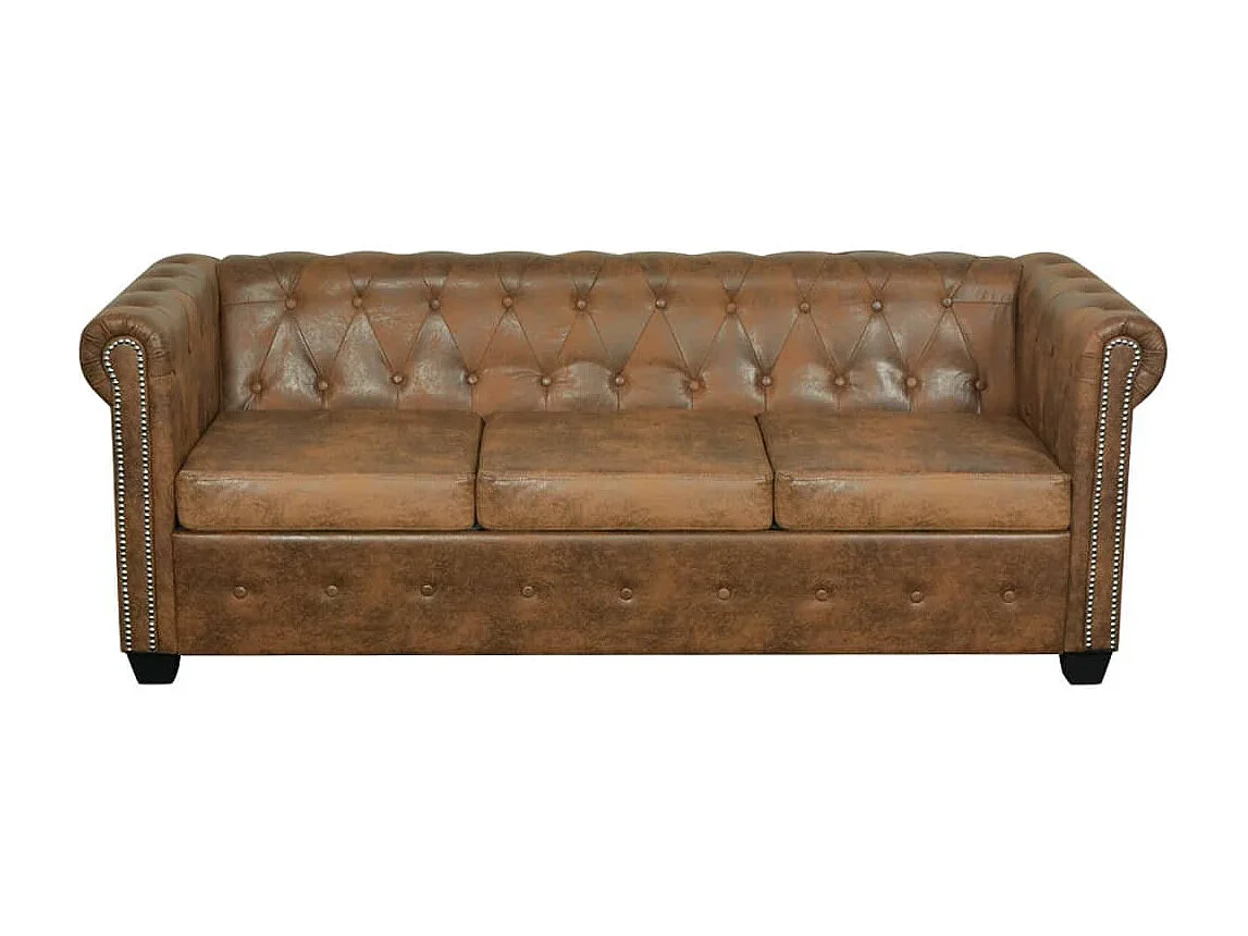 Canapé chesterfield 3 places cuir marron 200.5 x 76 x 70 cm 02_0020863
