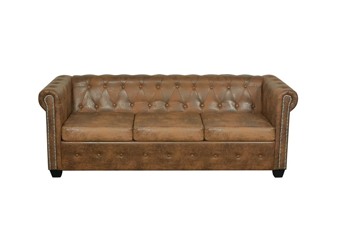Canapé chesterfield 3 places cuir marron 200.5 x 76 x 70 cm 02_0020863