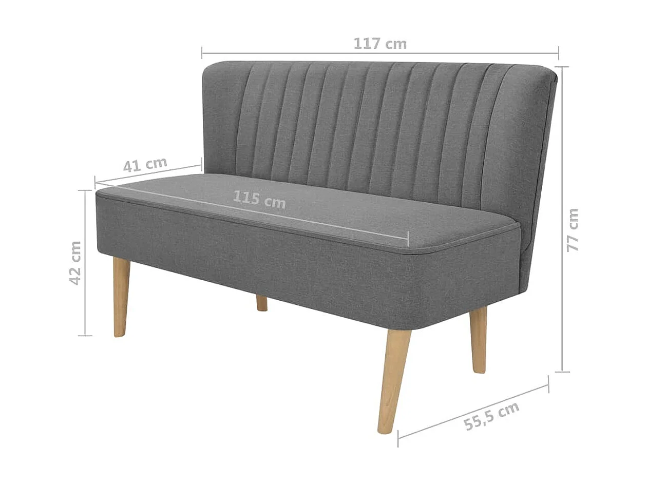 Canapé 117 x 55,5 tissu grise 117 x 55.5 x 77 cm 02_0019481