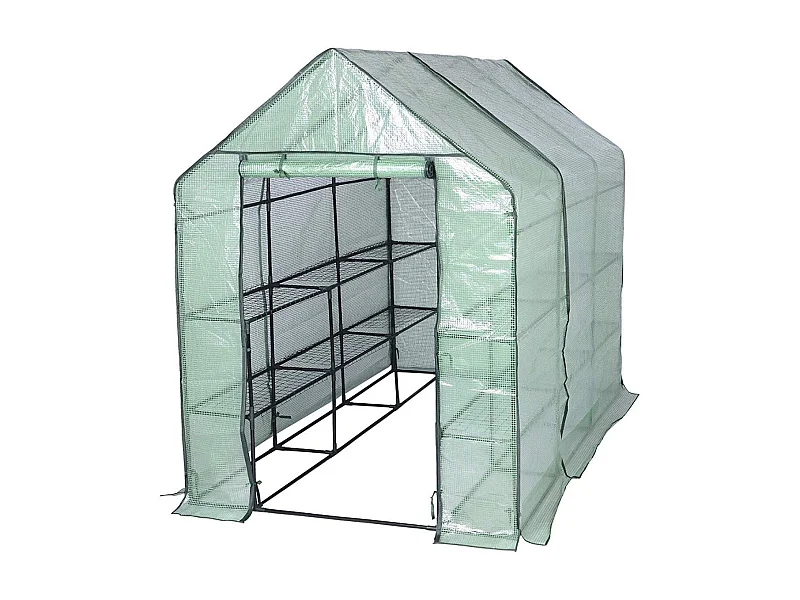 Invernadero con estantes blancos 143x215x195 cm 19_0000968