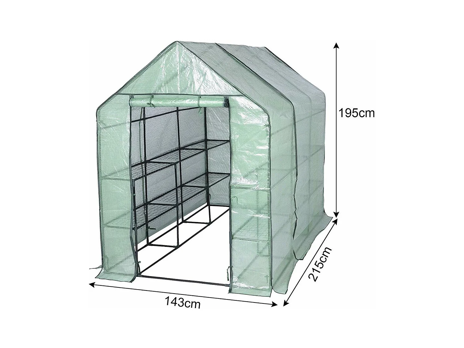 Invernadero con estantes blancos 143x215x195 cm 19_0000968