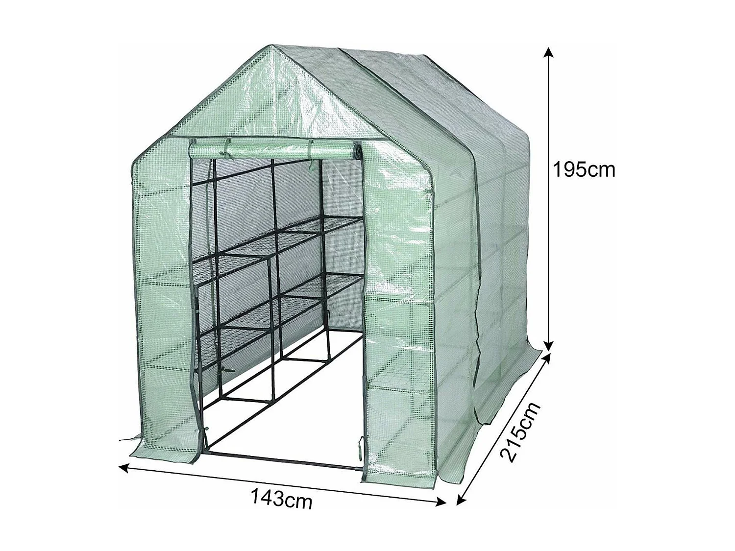 Serre avec étagères blanches blanche 143 x 215 x 195 cm 19_0000968