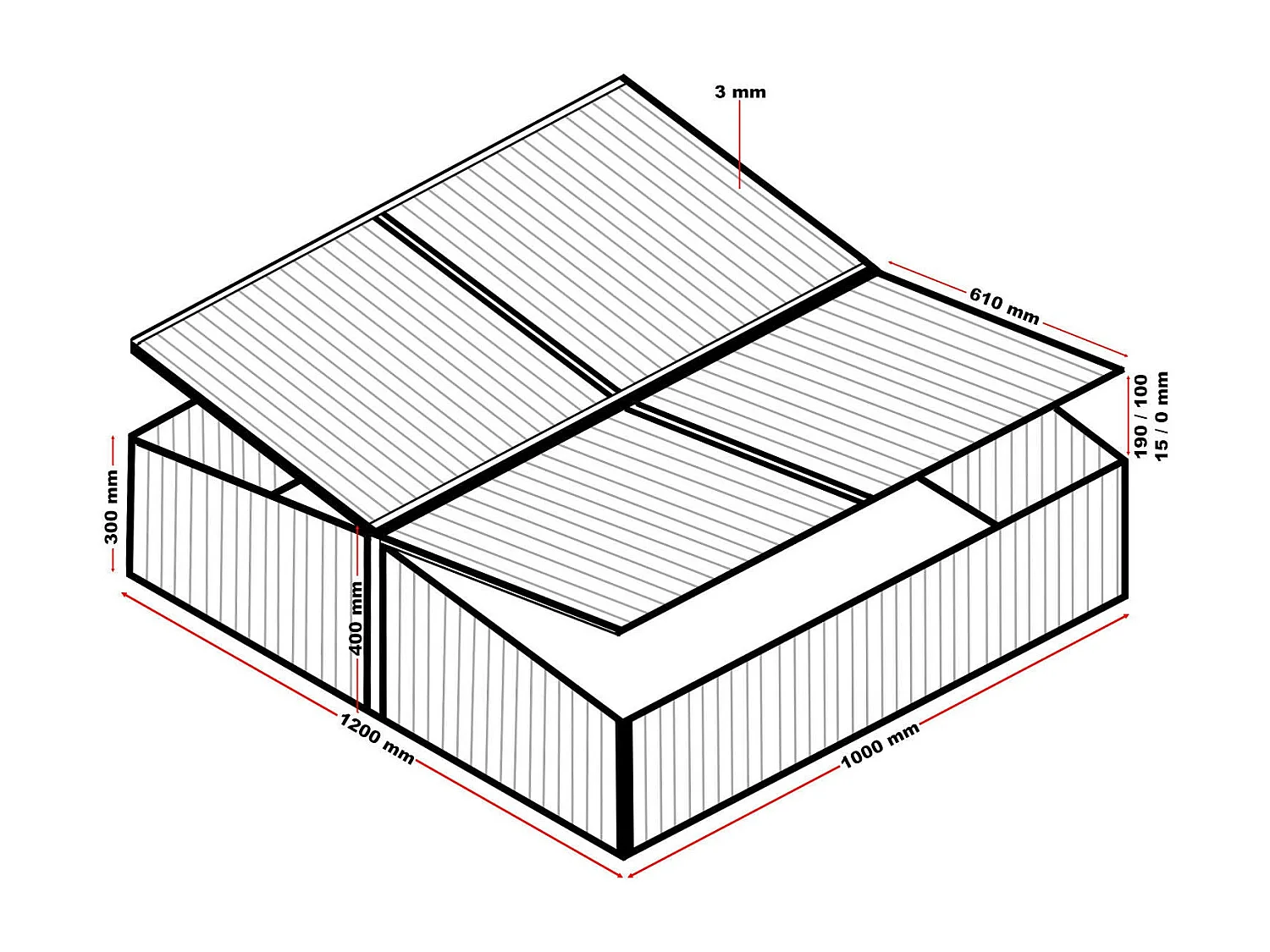 Mini serre jardin double polycarbonate 120 x 100 x 40 cm 16_0002680
