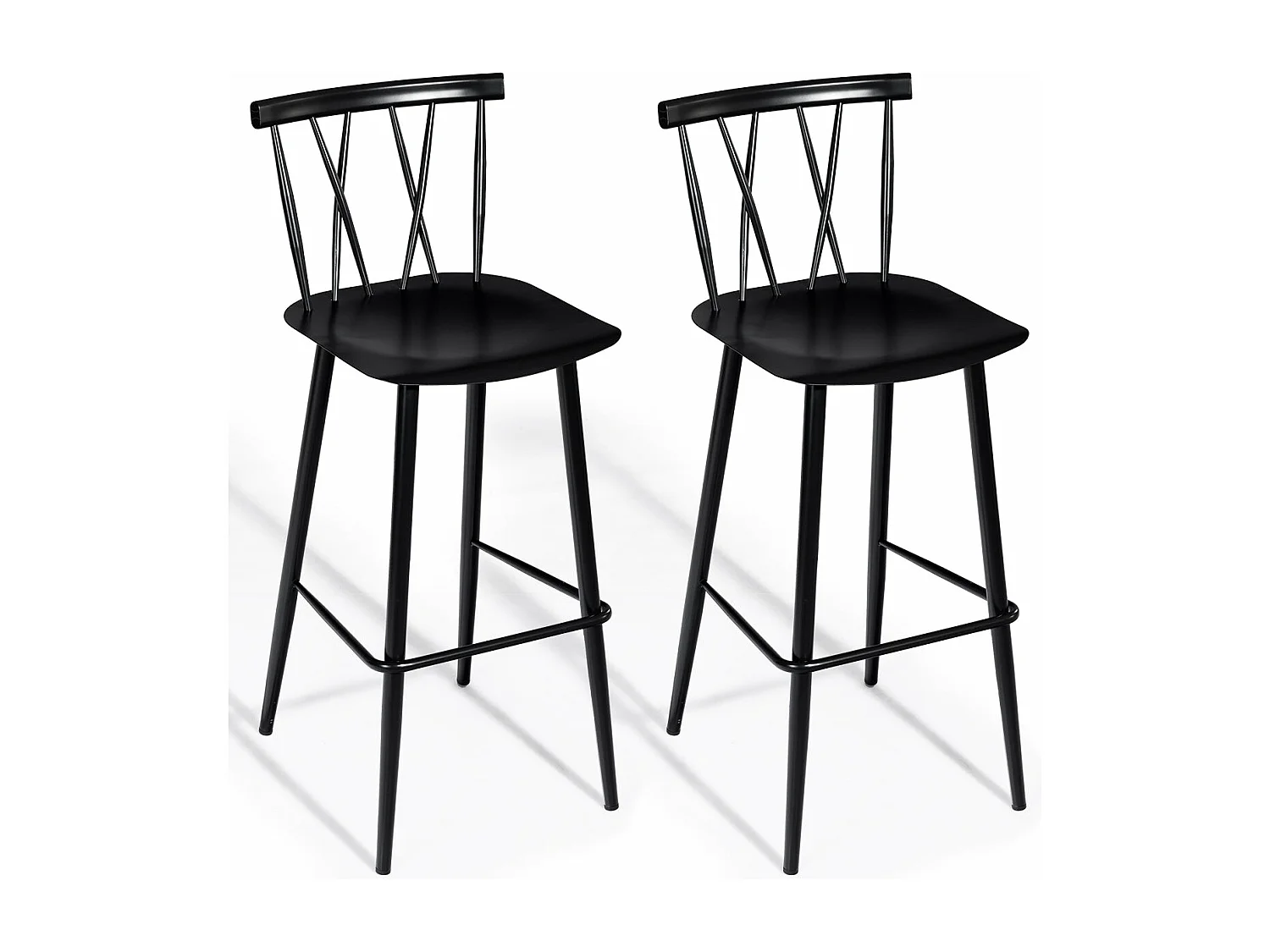 Conjunto de 2 cadeiras de bar estilo moderno em metal 47,5 x 41 x 105 cm para bistrô cozinha café preto carga máxima 150 kg 20_0005185