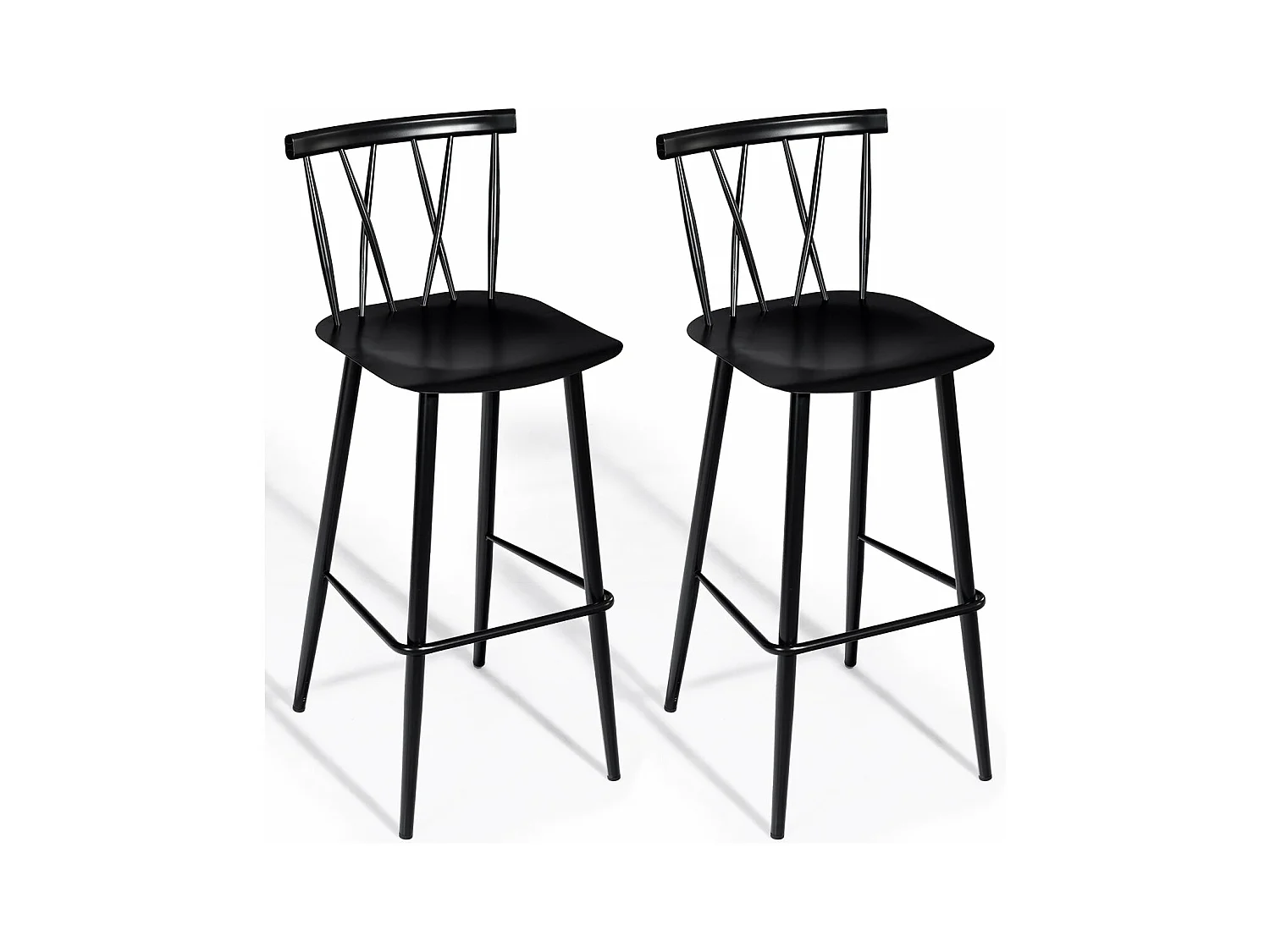 Set di 2 sedie da bar in stile moderno in metallo 47,5 x 41 x 105 cm per cucina bistrot caffè nero portata massima 150 kg 20_0005185