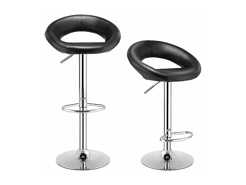Conjunto de 2 bancos de bar modernos com altura ajustável 360 ° base giratória e antiderrapante apoio para os pés de metal para casa restaurante preto 20_0004906