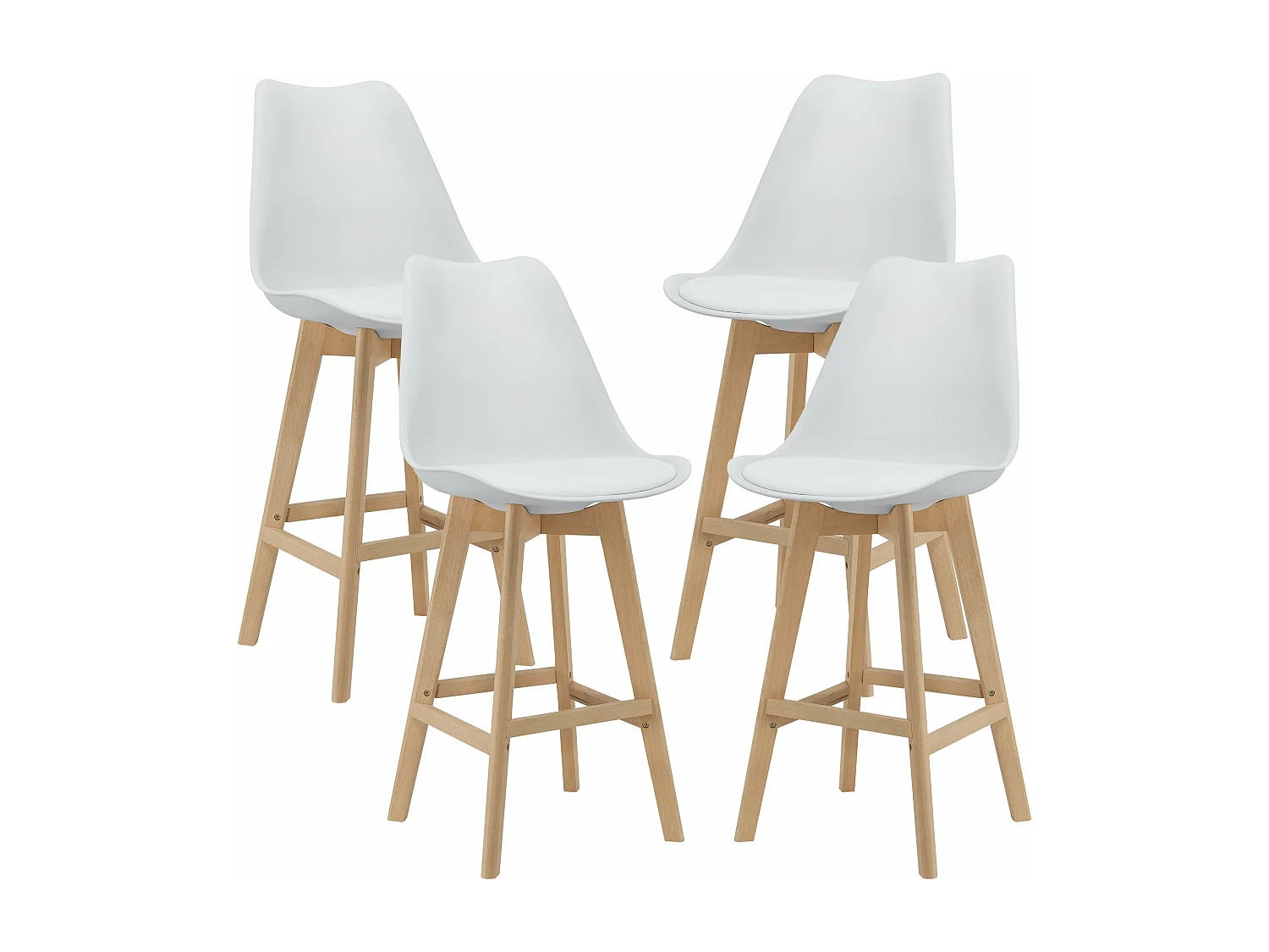 Set di 4 sgabelli da bar in plastica sintetica faggio 105 x 48 x 58 cm bianco 03_0008716