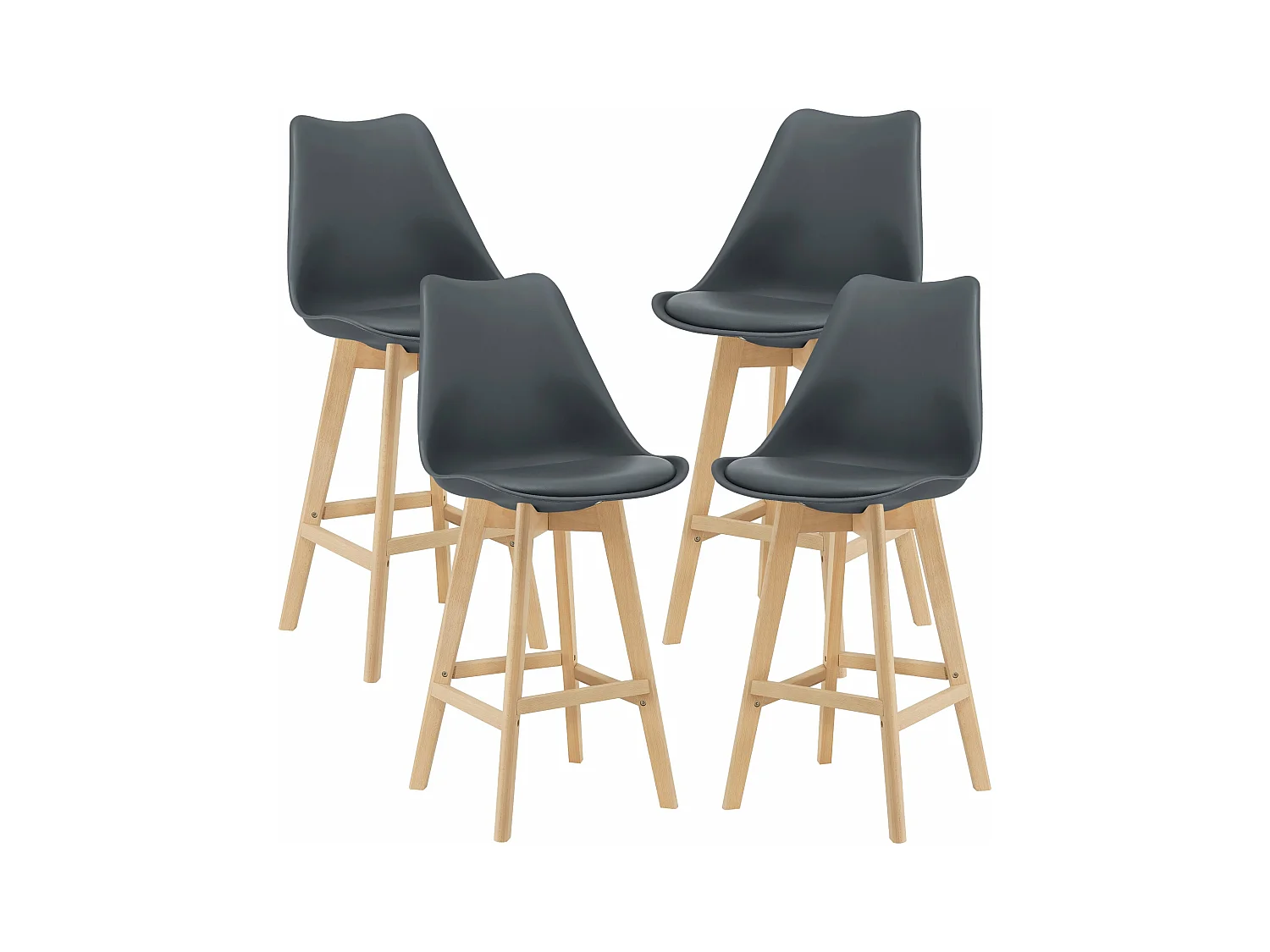 Conjunto de 4 bancos altos de plástico de faia sintética 105 x 48 x 58 cm cinza 03_0008718