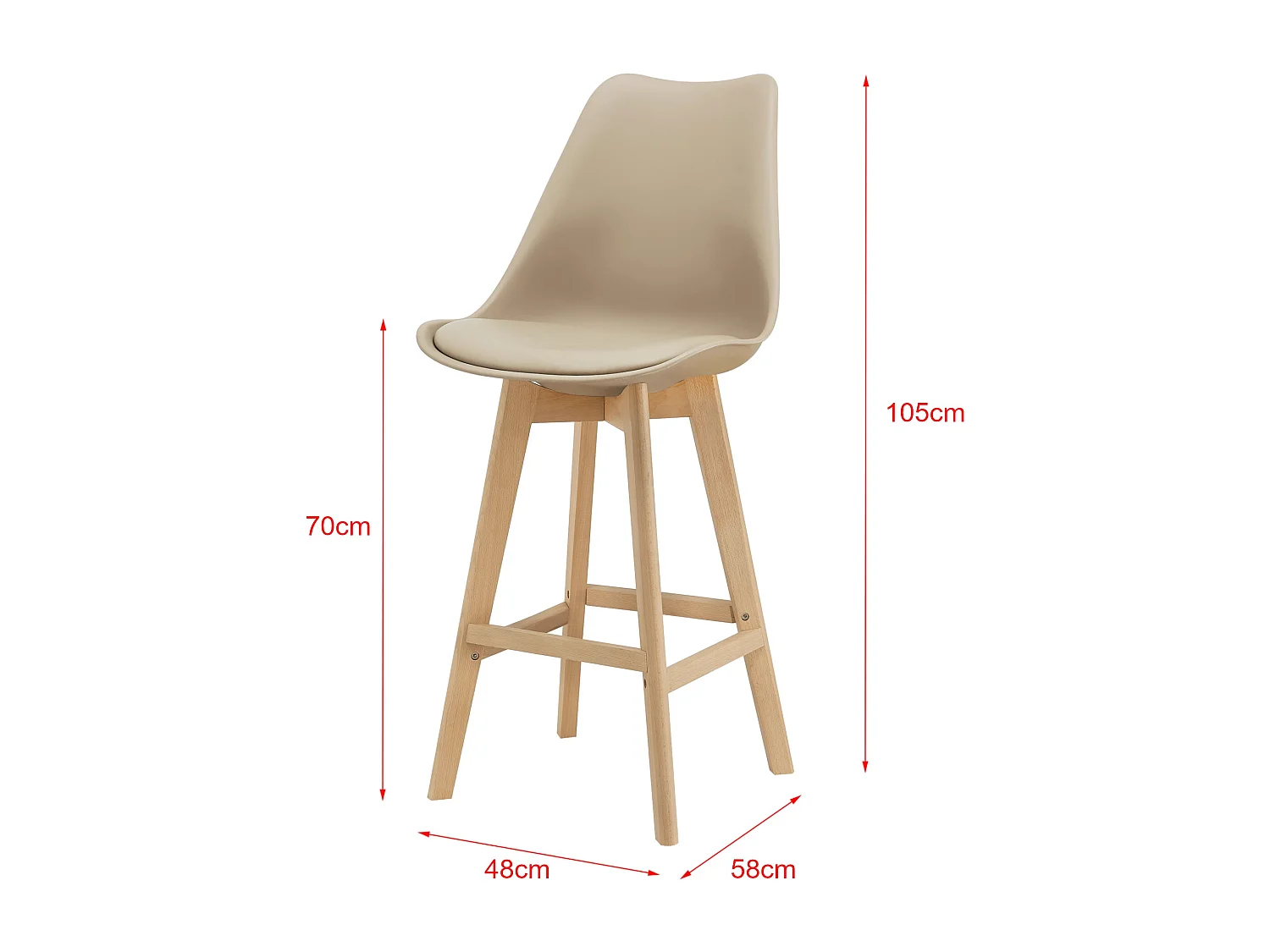 Lot de 4 tabourets beige 48 x 58 x 105 cm 03_0008715