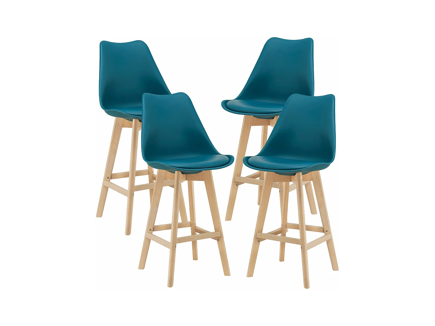 Conjunto de 4 bancos altos de plástico sintético em faia 105x48x58 cm turquesa 03_0008823