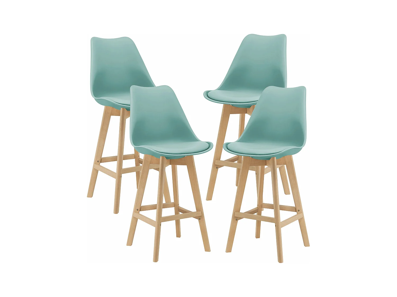 Conjunto de 4 bancos altos de plástico sintético em faia 105x48x58 cm verde 03_0008719