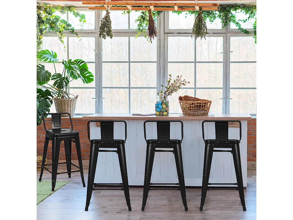 Lot de 4 chaise métal argentée 43 x 43 x 79 cm 20_0008070