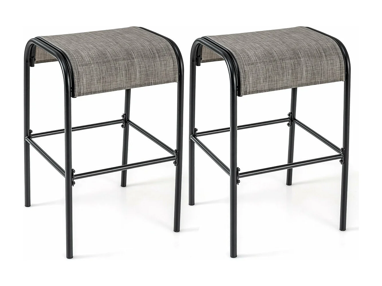 Set di 2 sgabelli da bar sgabelli da bistrot in metallo altezza 76 cm seduta in tessuto curvato robusta struttura in metallo café 20_0008464