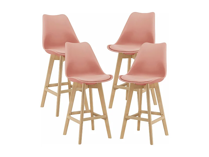 Conjunto de 4 bancos altos de plástico sintético de faia 105x48x58 cm rosa 03_0008721