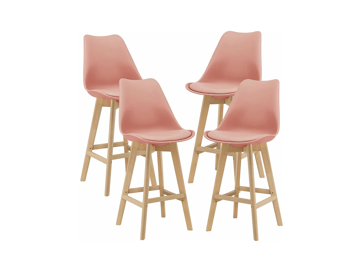 Conjunto de 4 bancos altos de plástico sintético de faia 105x48x58 cm rosa 03_0008721