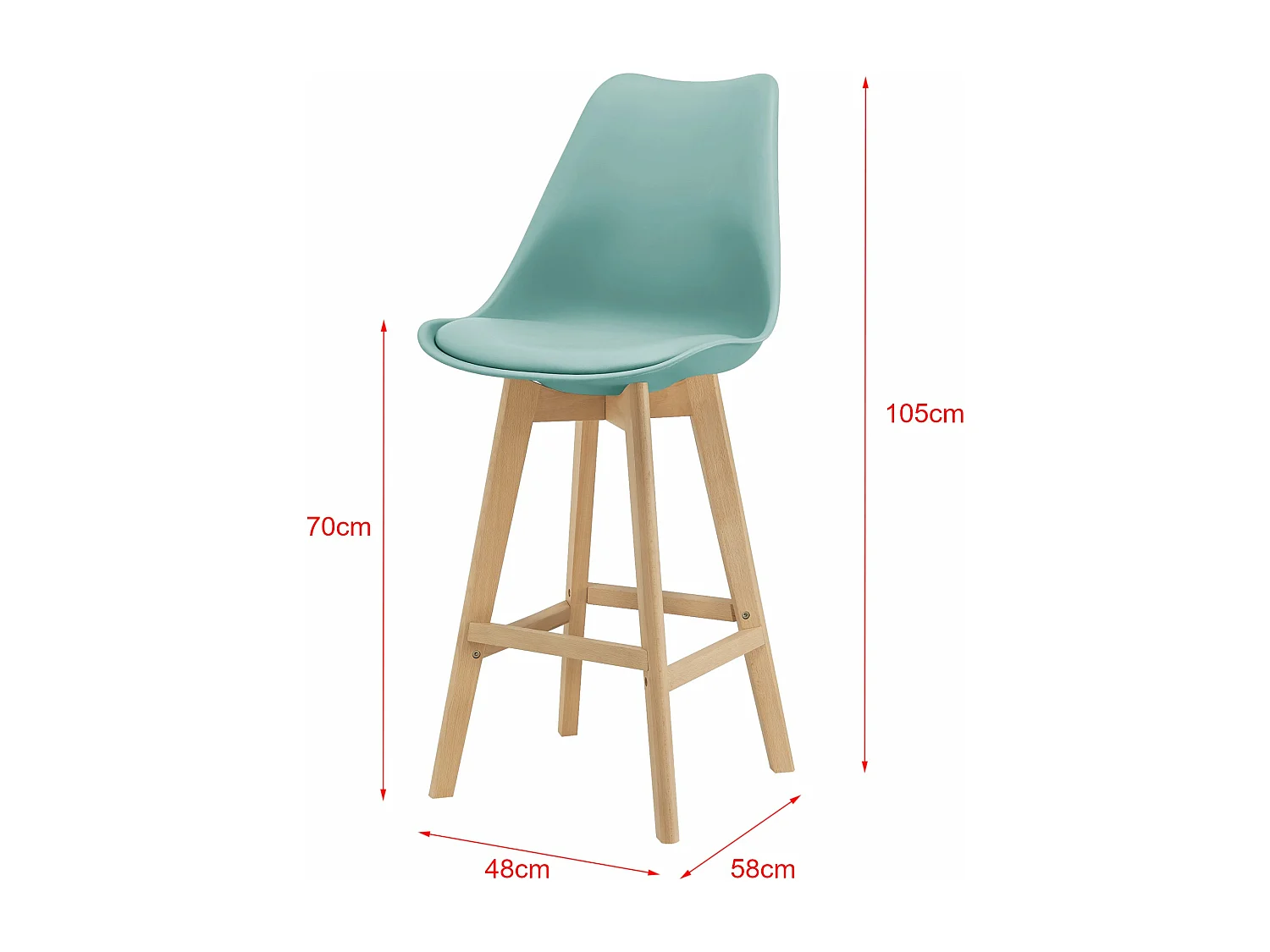 Conjunto de 6 bancos altos de plástico sintético faia 105x48x58 cm menta 03_0008727