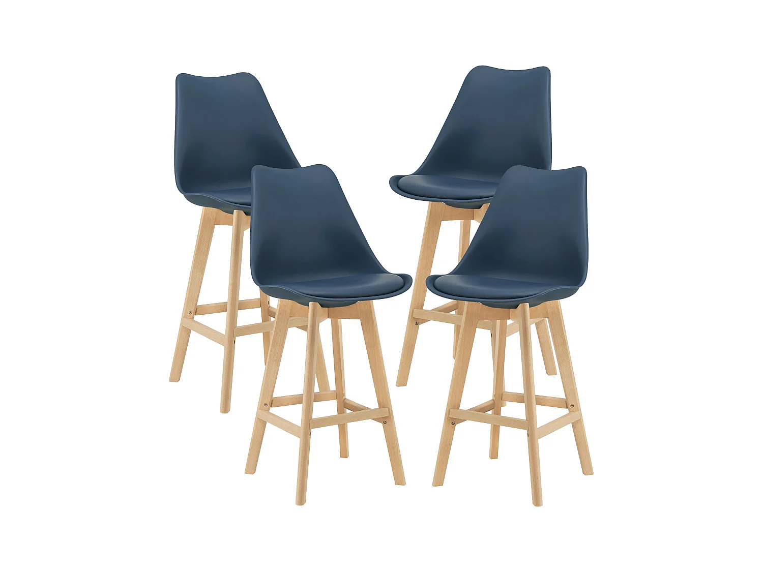 Juego de 4 taburetes de bar de plástico haya sintético 105 x 48 x 58 cm azul 03_0008717