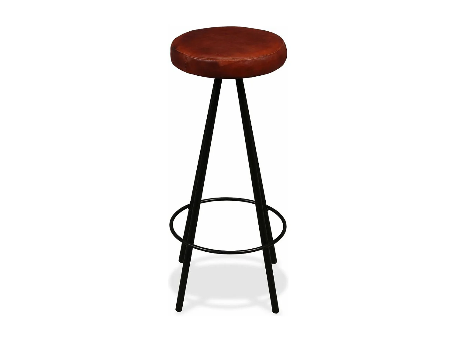 Conjunto de dois bancos de bar de design com assento em couro genuíno e aço marrom 1202069