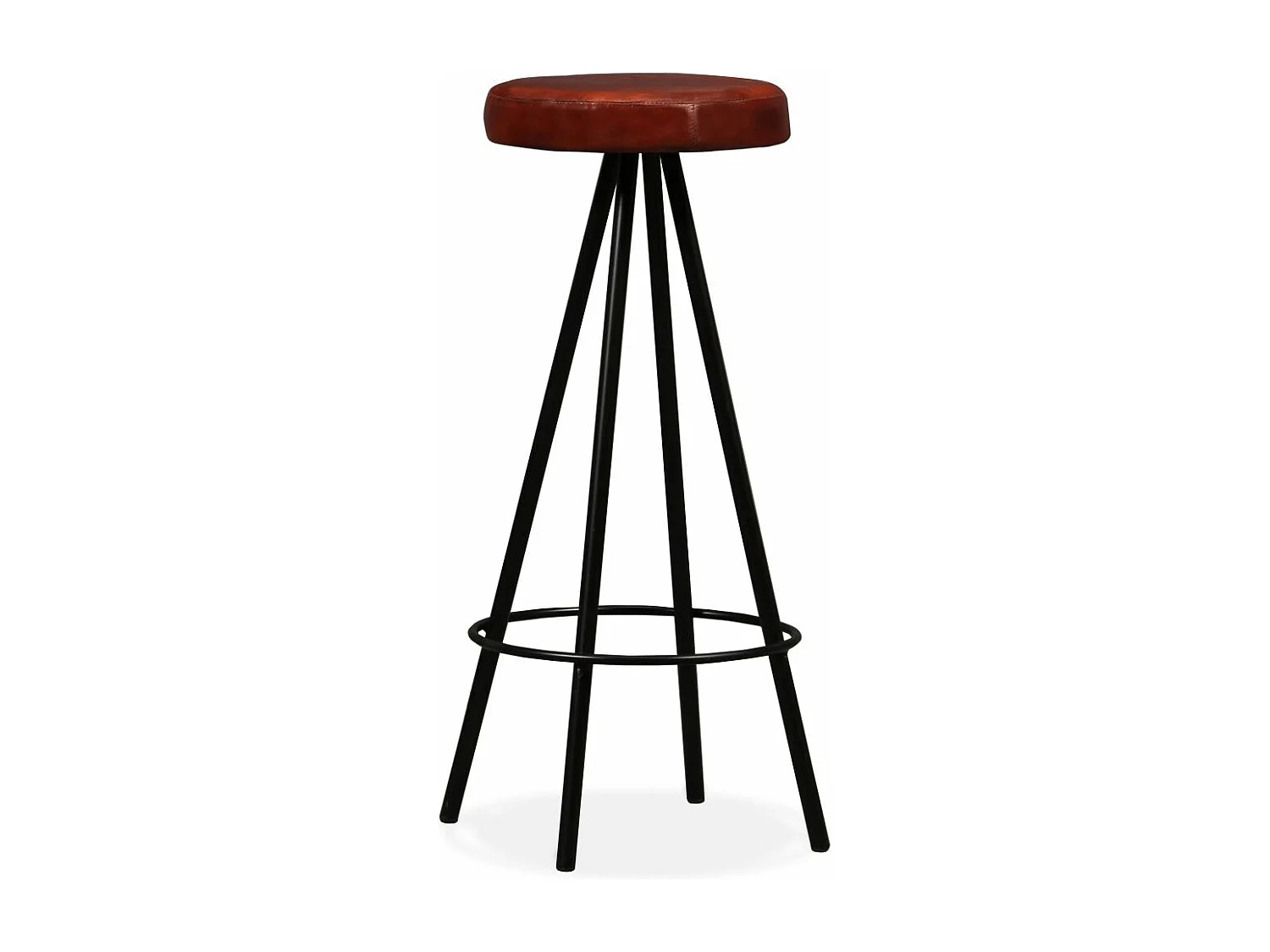 Juego de dos taburetes de bar de diseño, asiento de silla de cuero auténtico y acero marrón 1202069