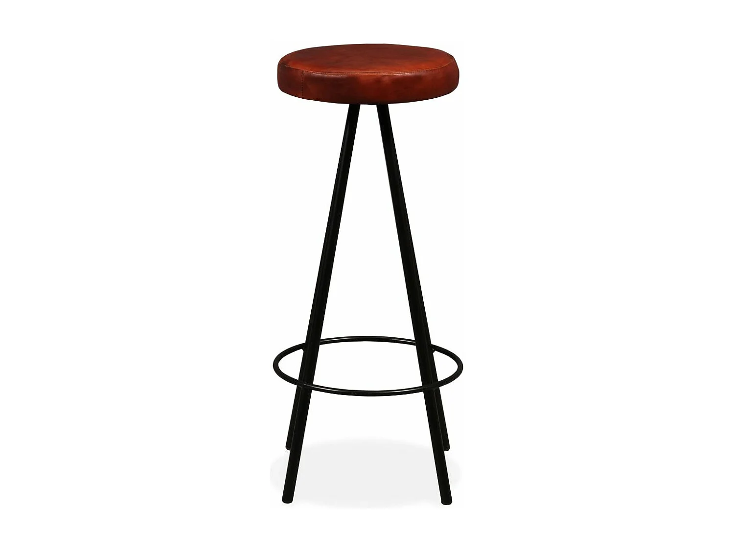 Juego de dos taburetes de bar de diseño, asiento de silla de cuero auténtico y acero marrón 1202069