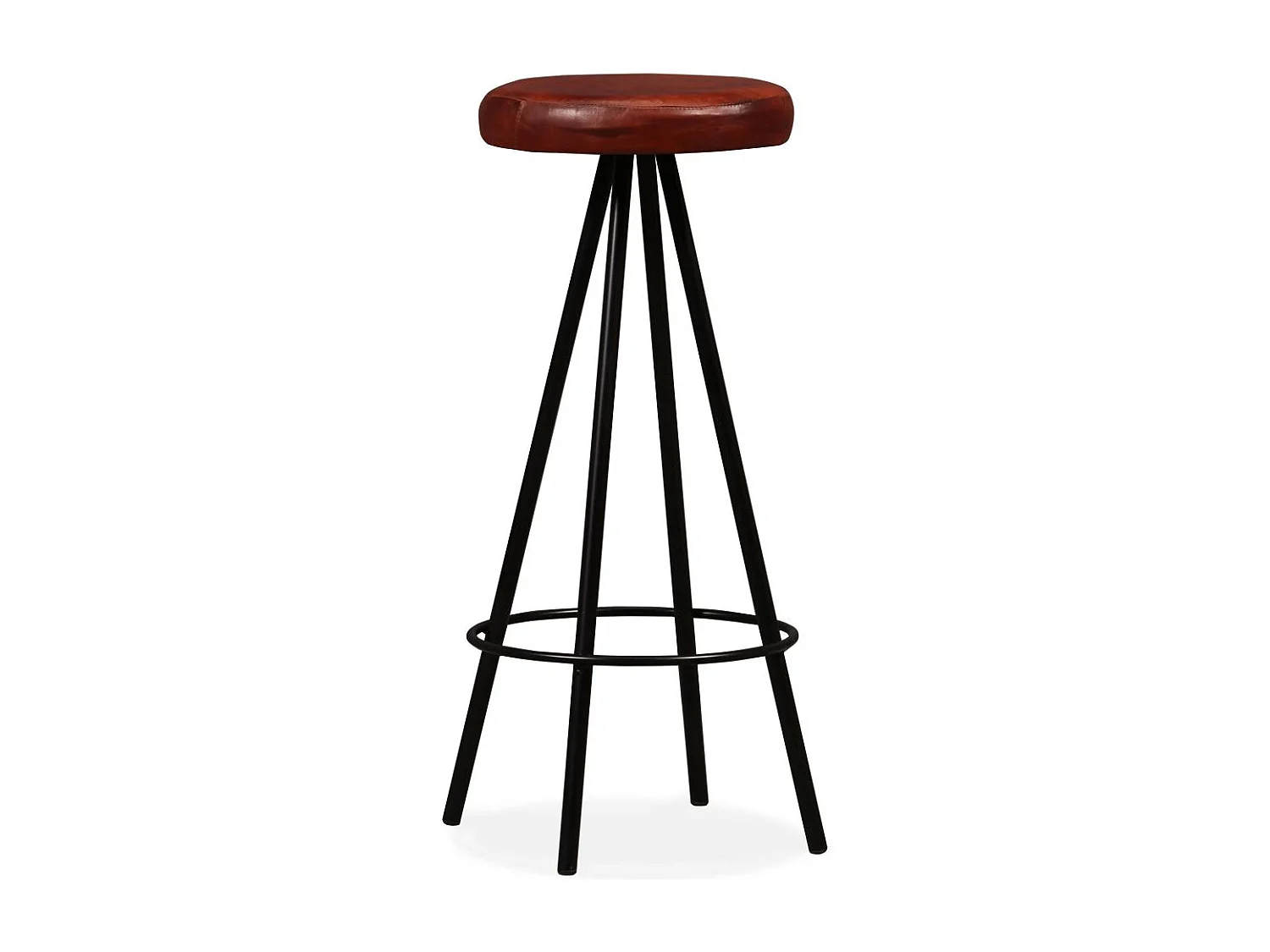 Juego de dos taburetes de bar de diseño, asiento de silla de cuero auténtico y acero marrón 1202069