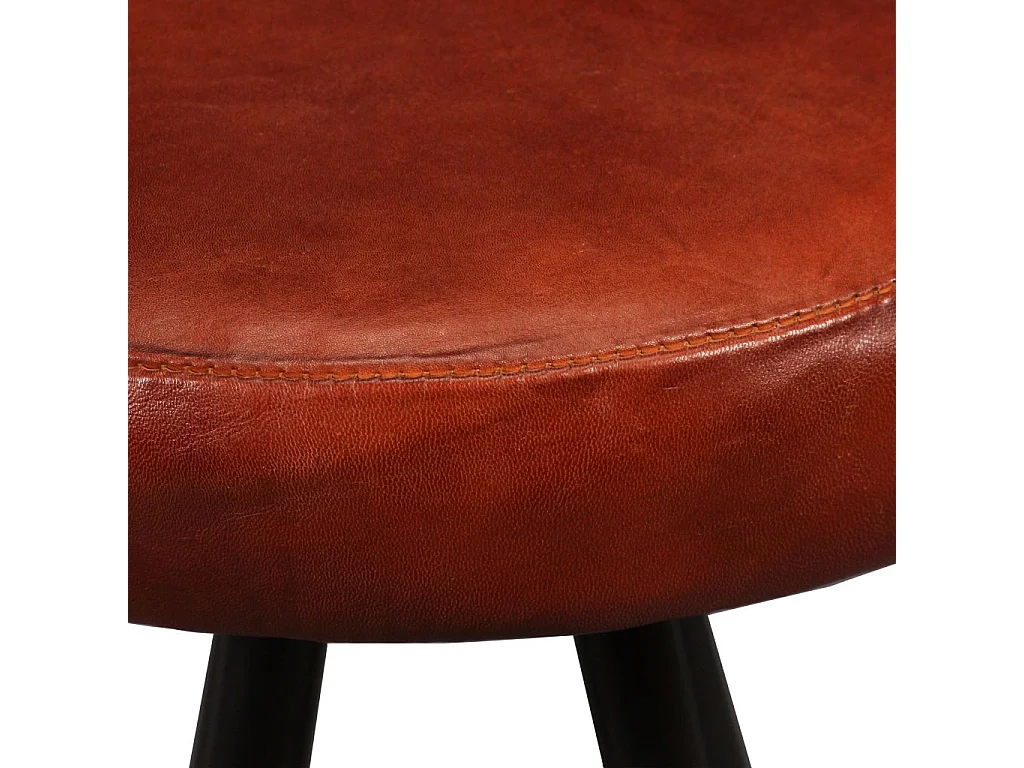Conjunto de dois bancos de bar de design com assento em couro genuíno e aço marrom 1202069