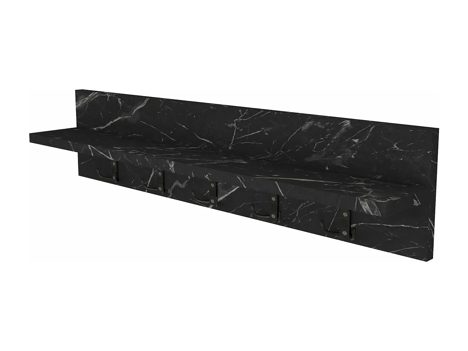 Cabide com 10 ganchos 80 x 13 x 18 cm efeito mármore preto 03_0008170