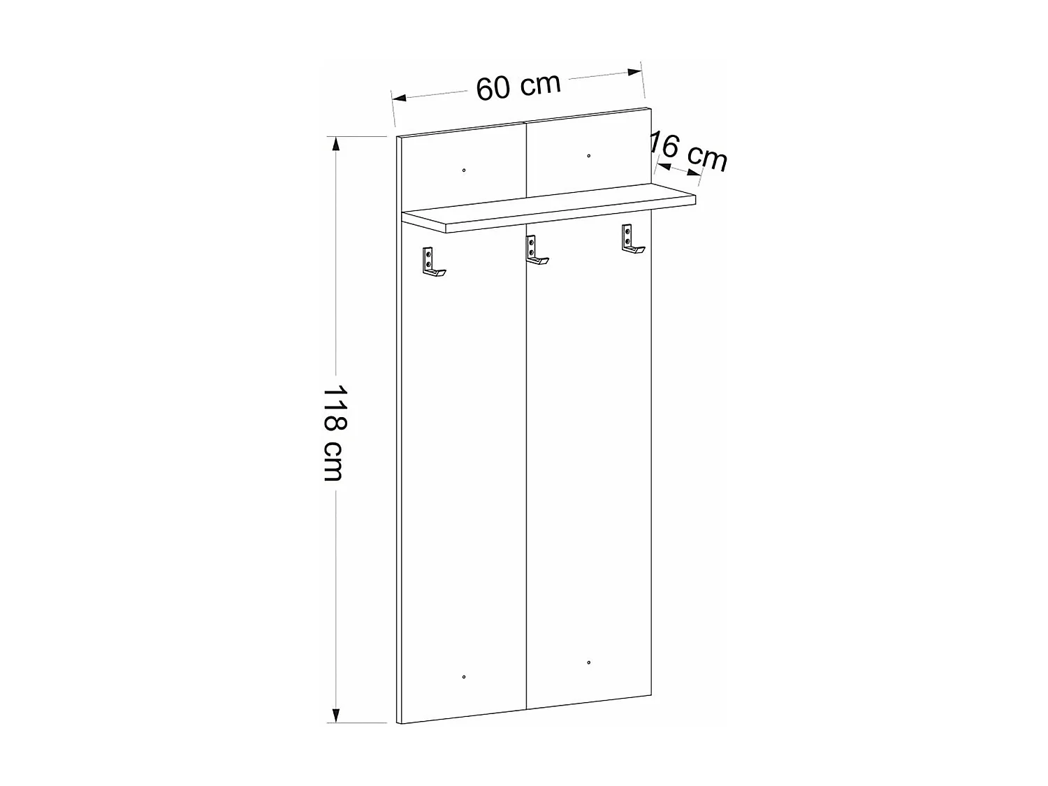 Cabide com espaço de armazenamento 118 x 60 x 16 cm branco 03_0008166