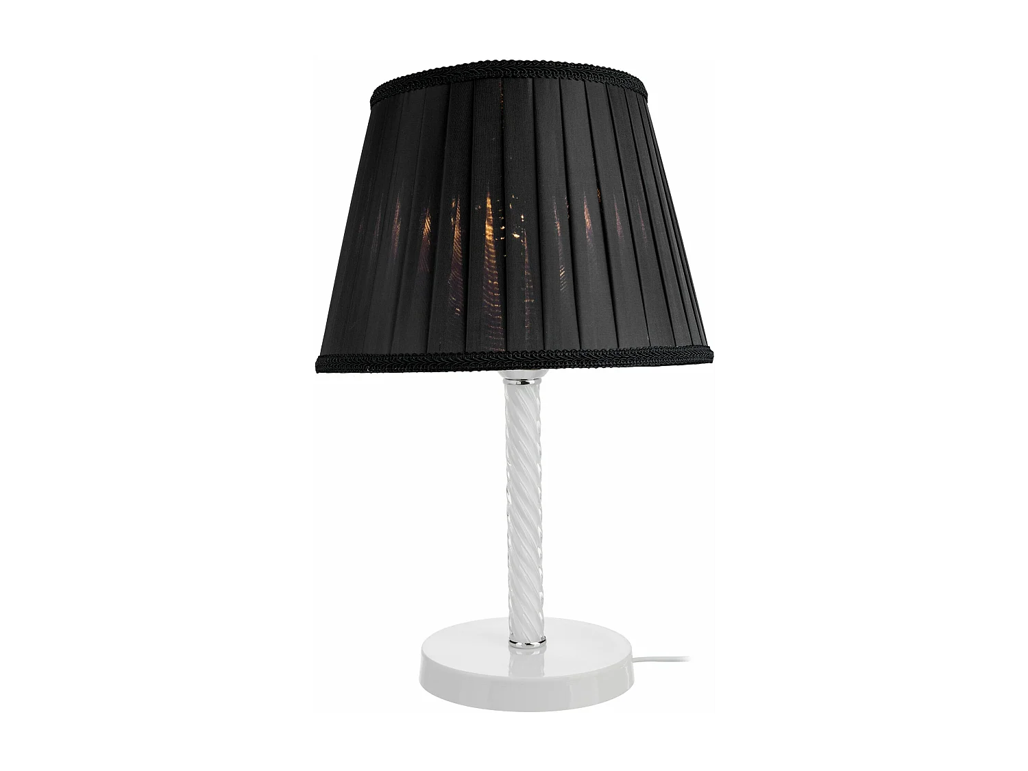 Lampada da scrivania in metallo vetro tessuto 40 cm E27 bianco/nero 03_0007377