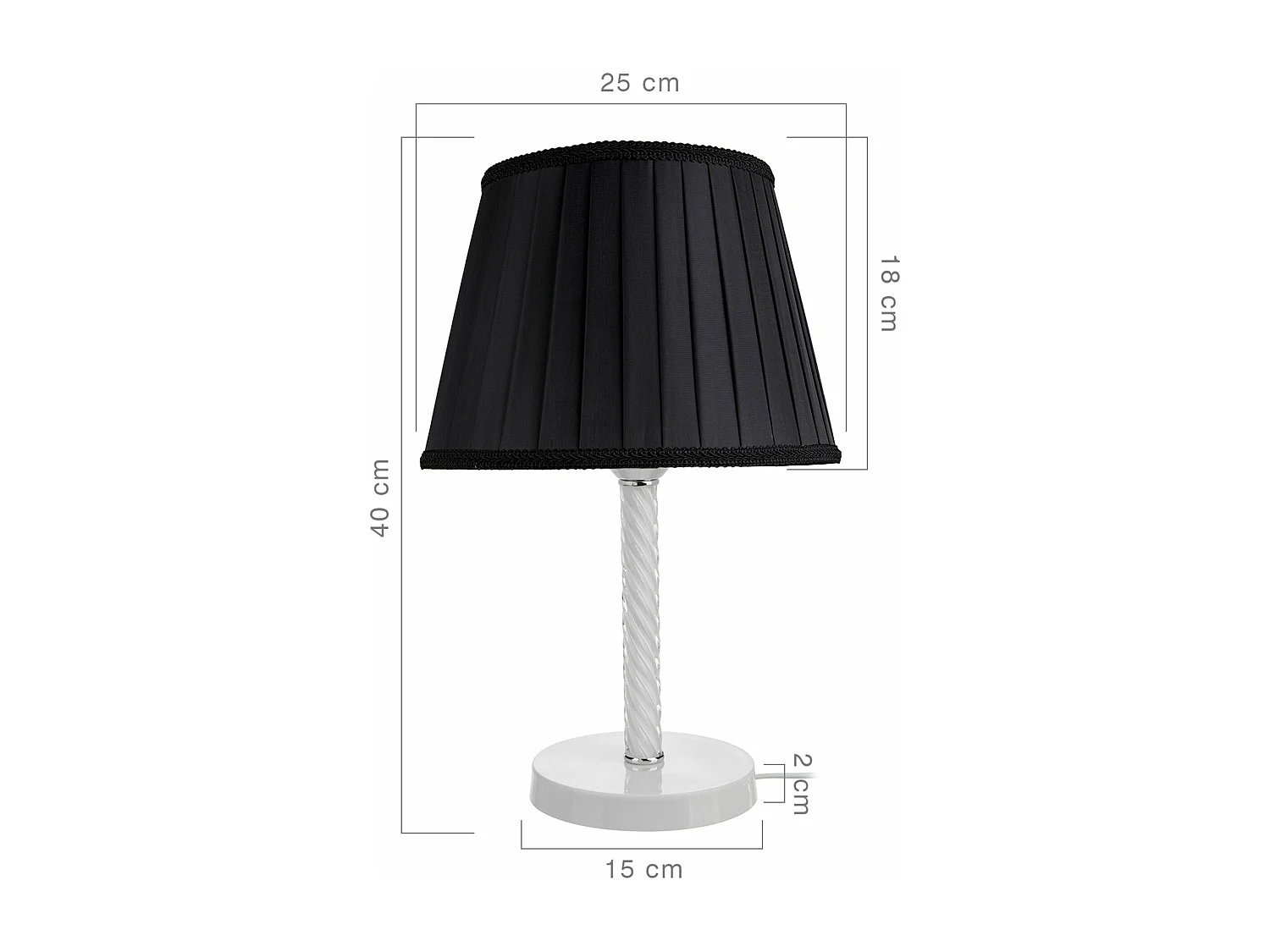 Lampada da scrivania in metallo vetro tessuto 40 cm E27 bianco/nero 03_0007377
