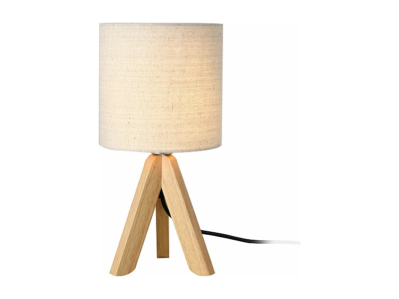 Lampada da tavolo da lettura con treppiede in legno di lino 375 cm beige legno naturale 03_0005273