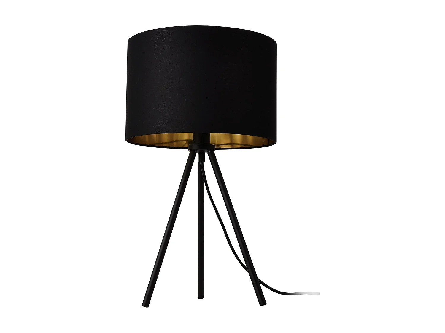 Elegante lámpara de escritorio elegante lámpara de mesa luz de lectura trípode E14 metal tela altura 51 cm negro dorado 03_0005275
