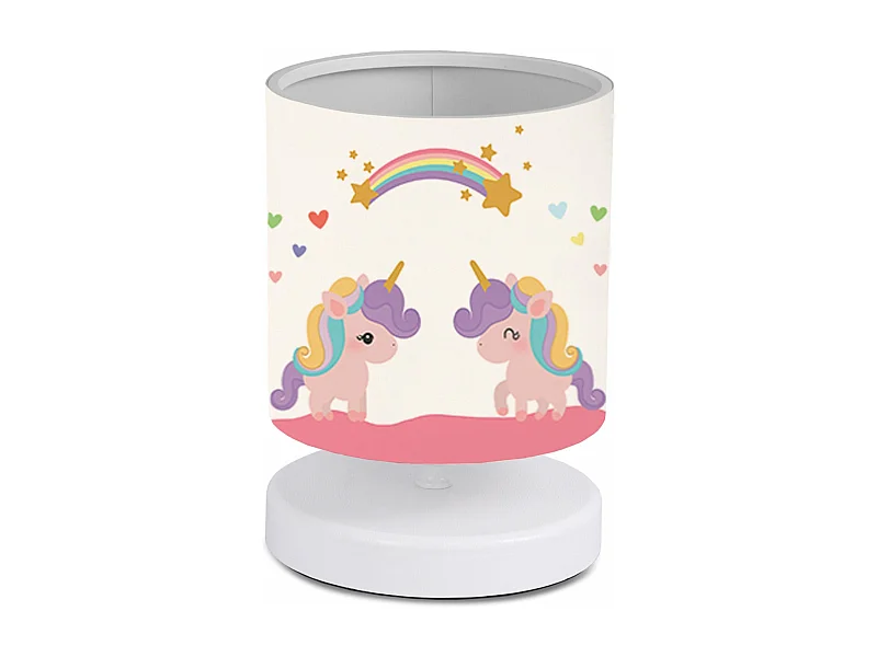 Candeeiro de mesa infantil 22 cm branco com padrão de unicórnio 03_0007387
