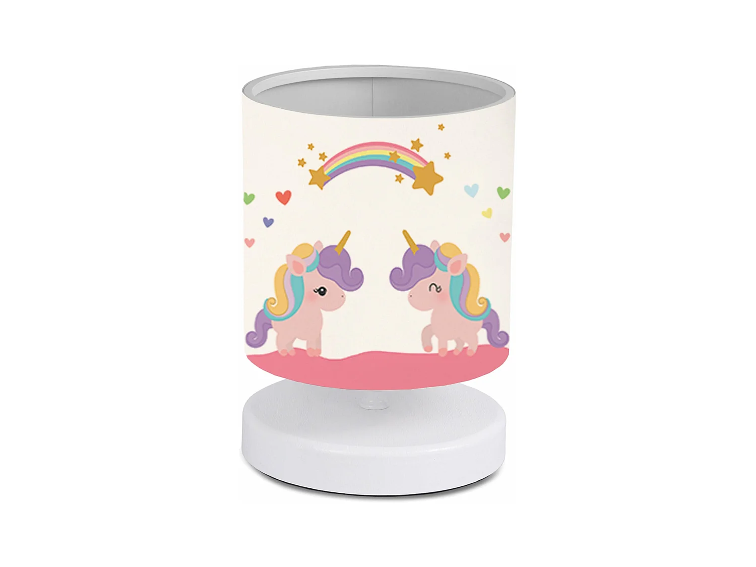 Candeeiro de mesa infantil 22 cm branco com padrão de unicórnio 03_0007387