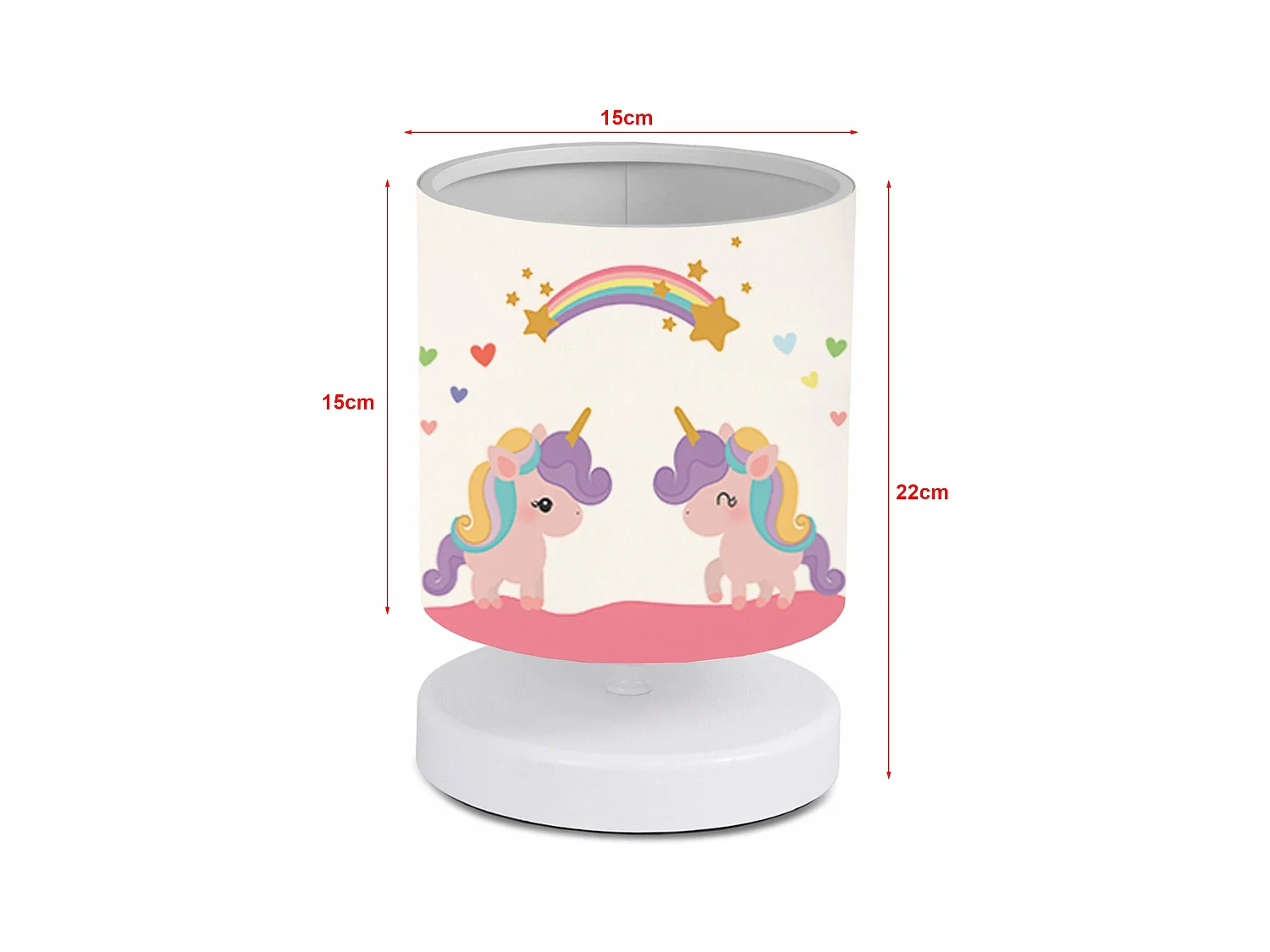 Candeeiro de mesa infantil 22 cm branco com padrão de unicórnio 03_0007387