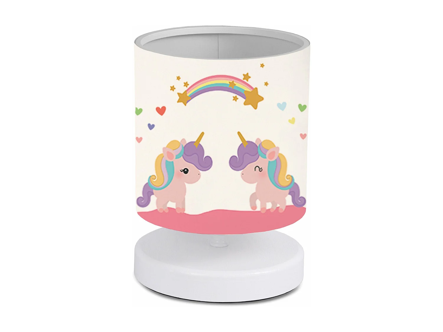 Candeeiro de mesa infantil 22 cm branco com padrão de unicórnio 03_0007387