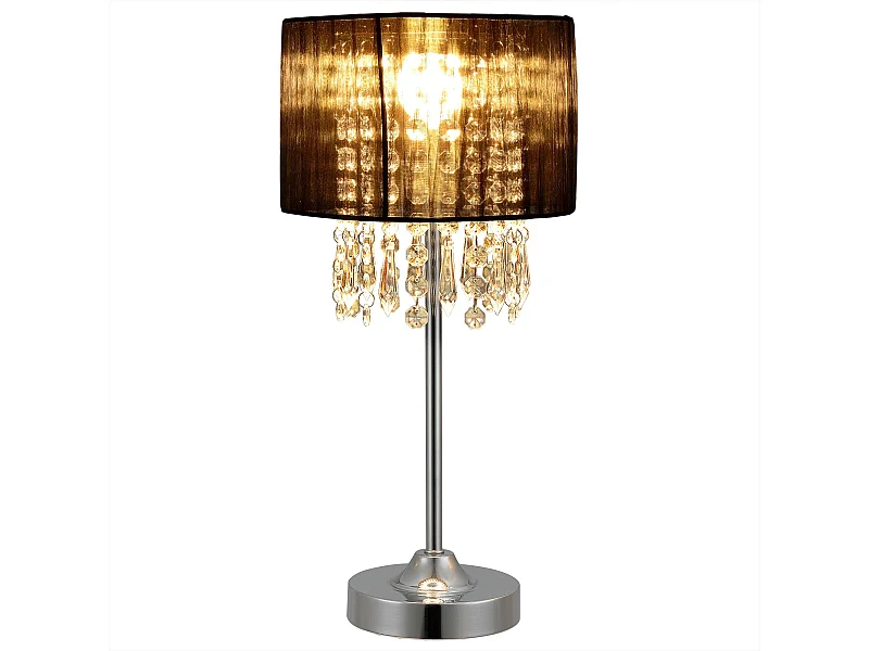 Candeeiro de mesa elegante candeeiro de mesa elegante luz de leitura com cristais sintéticos E14 metal altura 40 cm preto 03_0005271