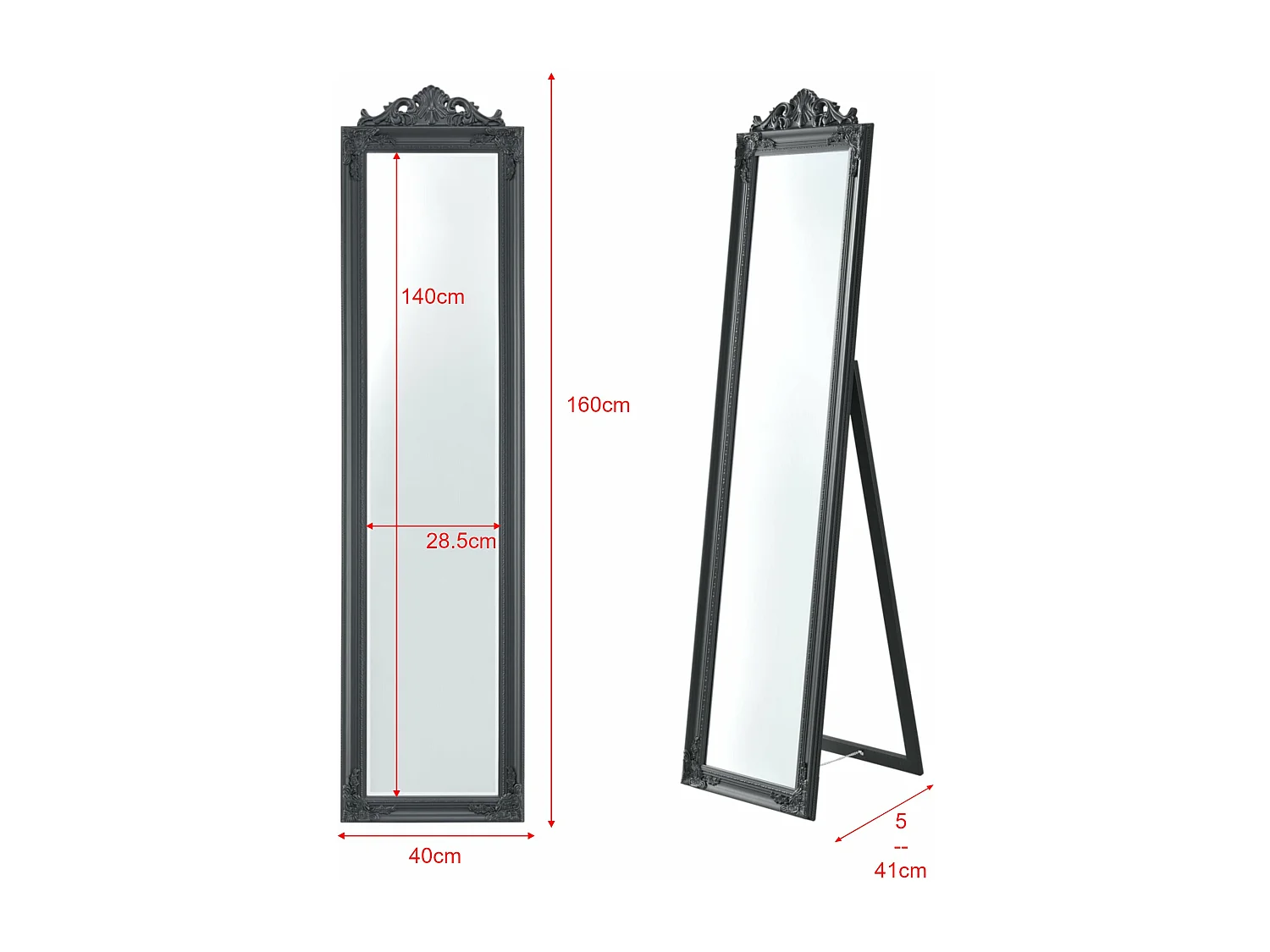 Miroir sur pied inclinable grise 40 x 5 x 160 cm 03_0007963