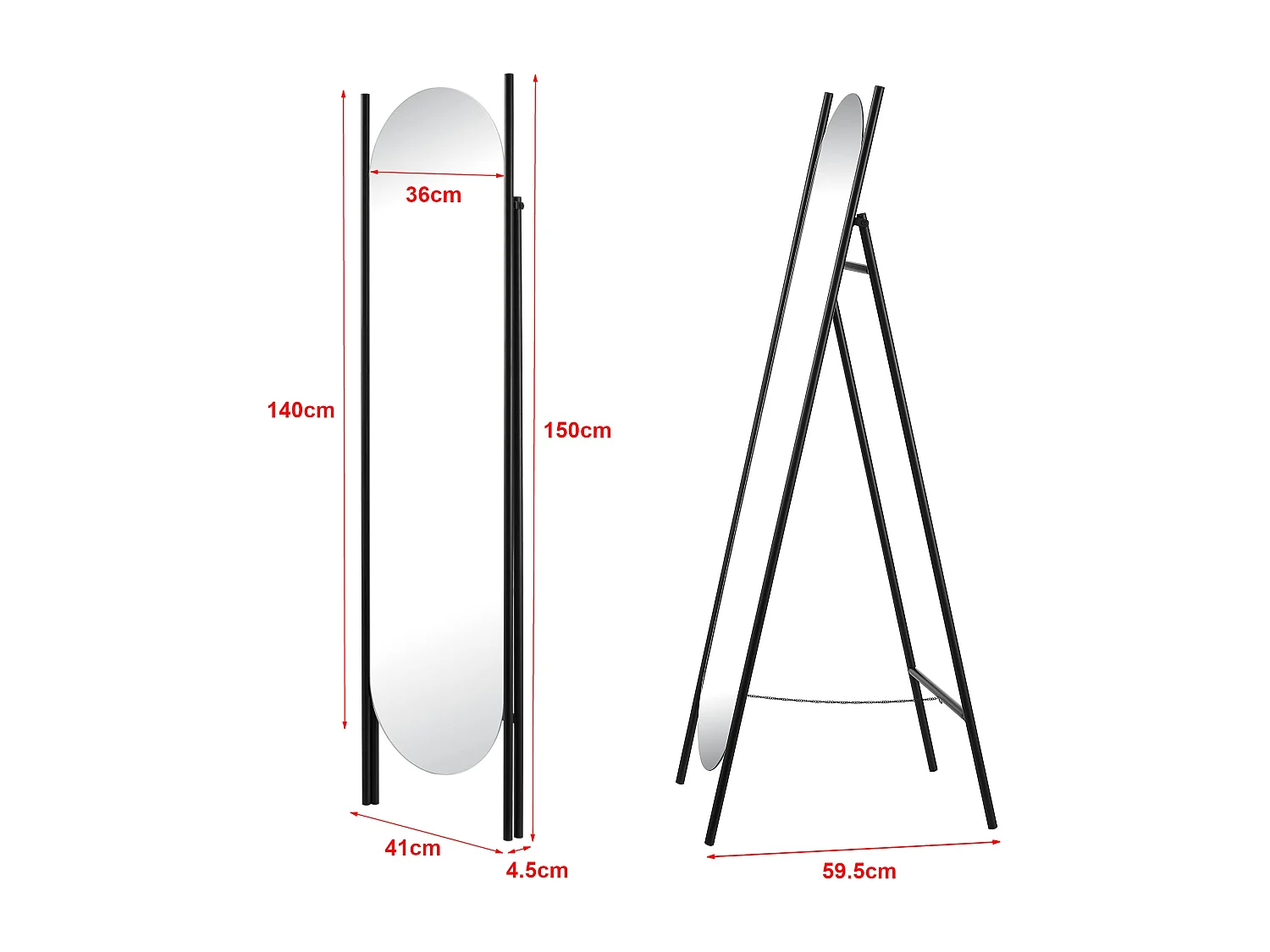 Espejo de pie 150 x 41 x 60 cm negro 03_0007972