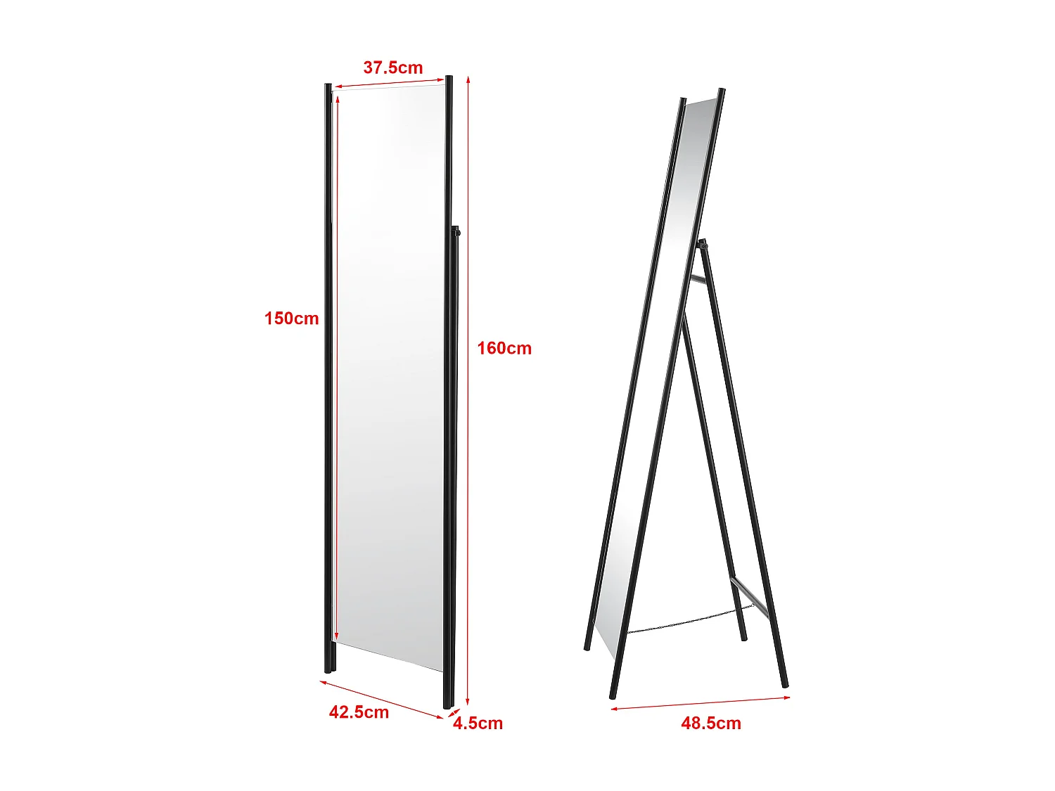 Espejo de pie 160 x 43 x 49 cm negro 03_0007975