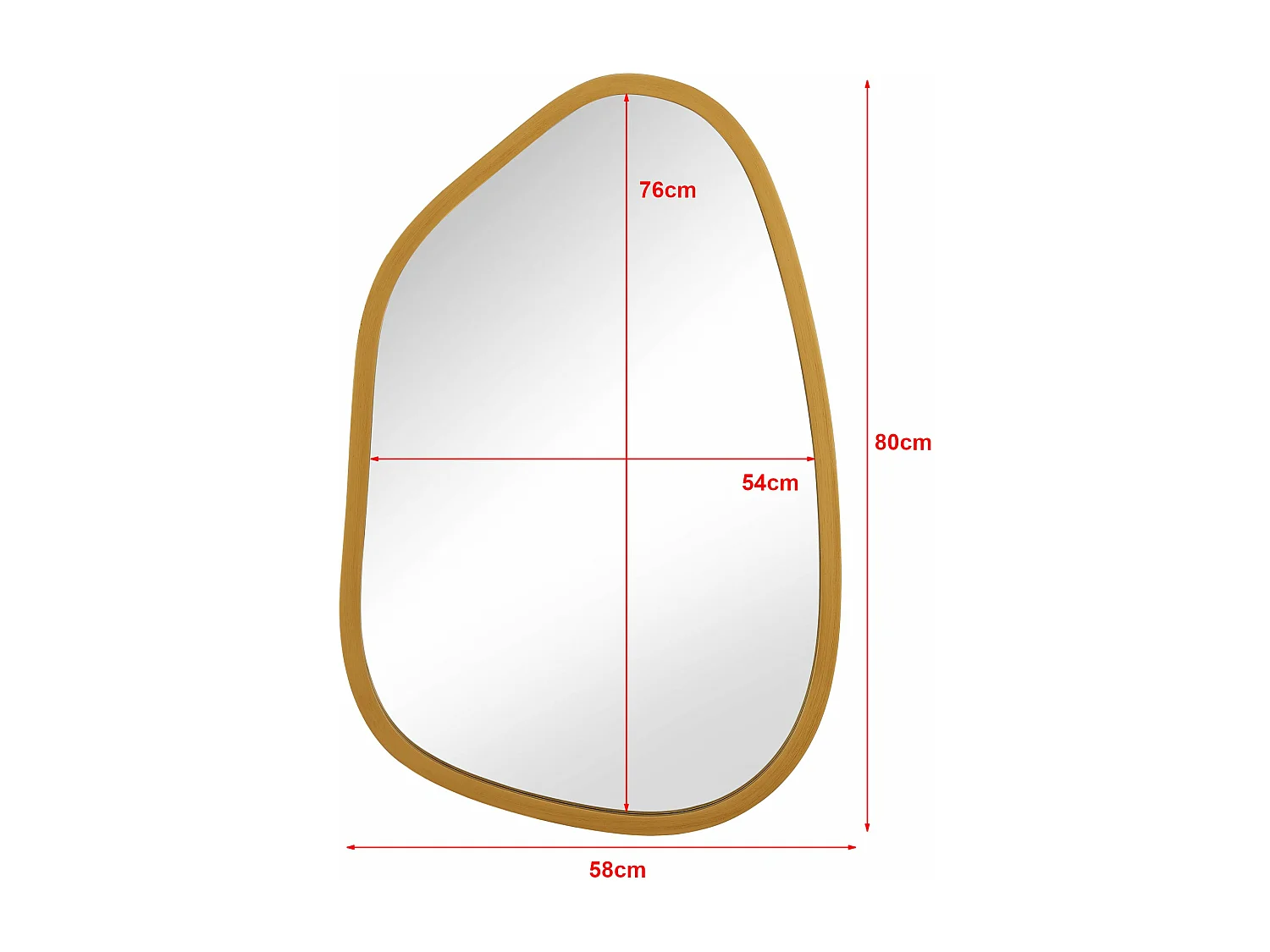 Espejo de pared asimétrico 80 x 58 cm dorado 03_0007903